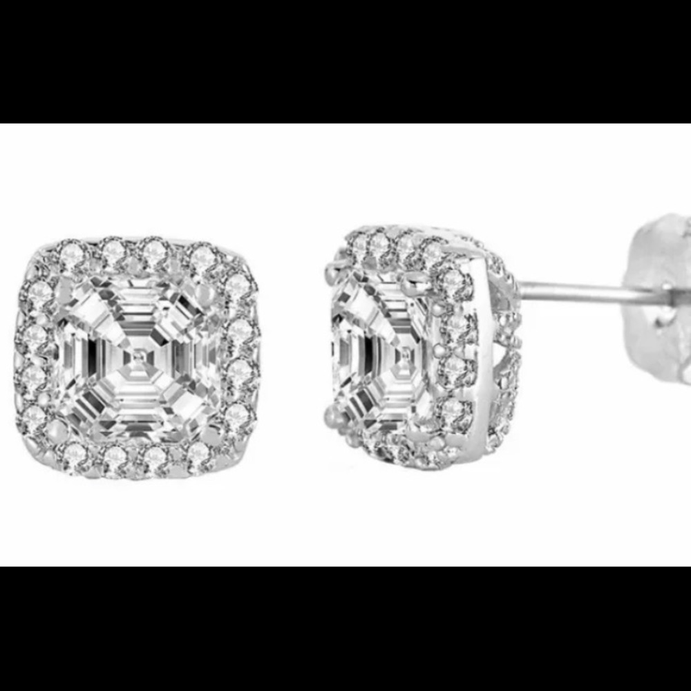 Genevieve Halo Square Stud Earrings NWT MSRP $189